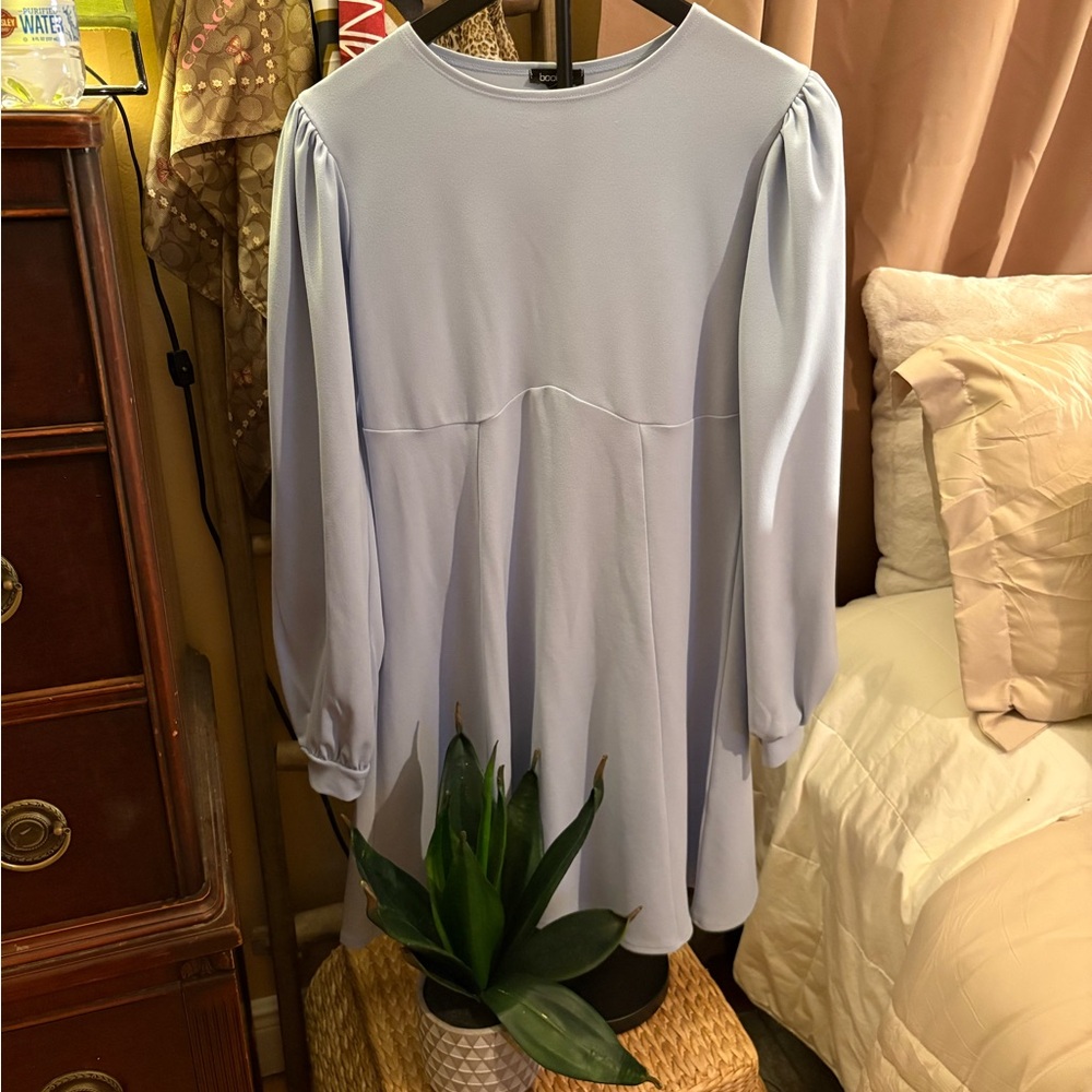 Boohoo Soft Blue Crew Neck Top